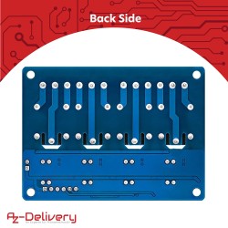 AZDelivery 4 Canaux Module Relais 5V avec Optocoupleur Low-Level-Trigger Compatible avec Arduino et Raspberry Pi incluant Un E-B