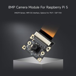 Waveshare IMX219 Camera Module, Compatible with Raspberry Pi 5, 8MP, MIPI-CSI Interface, 79.3°FOV, Comes with Pi5 CSI Flexible C