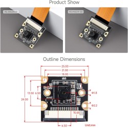Waveshare IMX219 Camera Module, Compatible with Raspberry Pi 5, 8MP, MIPI-CSI Interface, 79.3°FOV, Comes with Pi5 CSI Flexible C