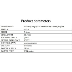 Panneau matriciel LED RVB 64 x 64 mm Full Color pour Raspberry Pi 4B+ 4B 3B+ 3B 2B+ Zero W WH 2 W Pico ESP32 Ardui 3 mm Pitch 40