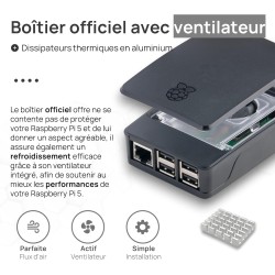 Raspberry Pi 5 4 Go Starter-Kit Noir | Bloc d'alimentation USB-C 27 W | Boîtier avec Ventilateur | Carte mémoire 64 Go | Câble M