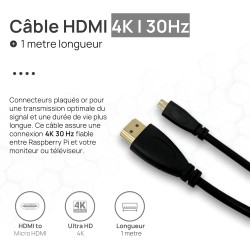 Raspberry Pi 5 4 Go Starter-Kit Noir | Bloc d'alimentation USB-C 27 W | Boîtier avec Ventilateur | Carte mémoire 64 Go | Câble M