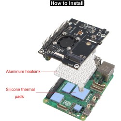 ZDE ZP583 PoE+ HAT PCIe to M.2 Key M NVMe SSD Adapter Board Power Over Ethernet with Aluminum Heatsink Onboard Cooling Fan for R