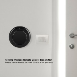 Nikou Émetteur à Distance sans Fil Mural 433 MHz, émetteur Rond à télécommande RF EV1527 1 Bouton de régulation(Noir)