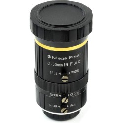 Waveshare Quality Industrial Zoom Lens 8-50mm Adjustable Focal Length with Adjustable Angle of View C-Mount Compatible with Rasp