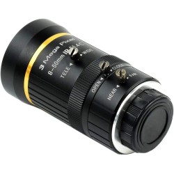 Waveshare Quality Industrial Zoom Lens 8-50mm Adjustable Focal Length with Adjustable Angle of View C-Mount Compatible with Rasp