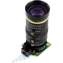 Waveshare Quality Industrial Zoom Lens 8-50mm Adjustable Focal Length with Adjustable Angle of View C-Mount Compatible with Rasp