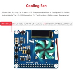 Power Over Ethernet Hat (B) PoE Hat for Raspberry Pi 4 B/3 B+,802.3af-Compliant,37V ~ 57V DC Input,5V 2.5A DC Input, Onboard 0.9