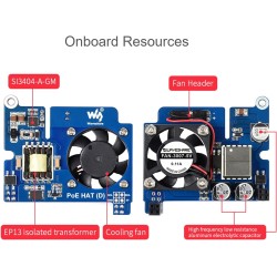 IBest POE HAT pour Raspberry Pi 4B/3B+, 802.3af/at, carte d'extension avec ventilateur de refroidissement et dissipateur thermiq