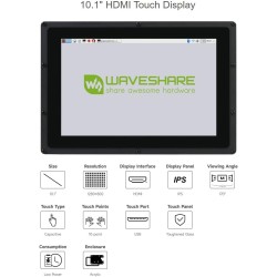 Waveshare 10.1 inch IPS Monitor for Raspberry Pi 4 Capacitive Touchscreen Display 1280×800 HDMI LCD (B) with Case Support All Ra