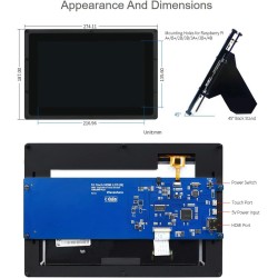 Waveshare 10.1 inch IPS Monitor for Raspberry Pi 4 Capacitive Touchscreen Display 1280×800 HDMI LCD (B) with Case Support All Ra