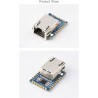 Waveshare ttl uart to ethernet mini module, immersion or design, low power consumption, support tcp/udp communication, modbus ga