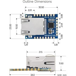 Waveshare ttl uart to ethernet mini module, immersion or design, low power consumption, support tcp/udp communication, modbus ga
