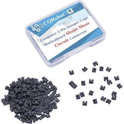CQRobot 200 Pièces Noir Standard Ordinateur Jumper Cap Header Pin Shunt Shorting 2P Connector Top Opening 2,0mm. Utilisé pour Ar