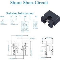 CQRobot 200 Pièces Noir Standard Ordinateur Jumper Cap Header Pin Shunt Shorting 2P Connector Top Opening 2,0mm. Utilisé pour Ar