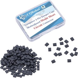 CQRobot 200 Pièces Noir Standard Ordinateur Jumper Cap Header Pin Shunt Shorting 2P Connector Top Close 2,0mm. Utilisé pour Ardu