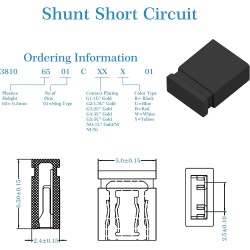 CQRobot 200 Pièces Noir Standard Ordinateur Jumper Cap Header Pin Shunt Shorting 2P Connector Top Close 2,54mm. Utilisé pour Ard