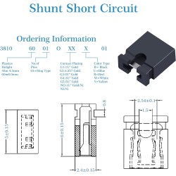 CQRobot 200 Pièces Noir Standard Ordinateur Jumper Cap Header Pin Shunt Shorting 2P Connector Top Opening 2,54mm. Utilisé pour A