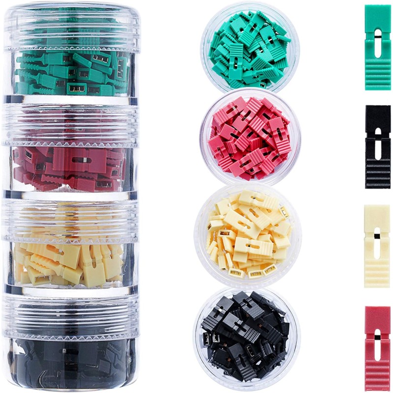 200 Pieces Standard Computer Jumper Caps with Handle Pin Shunt Short Circuit 2-Pin Connector (Shunts). Suitable for Arduino Rasp