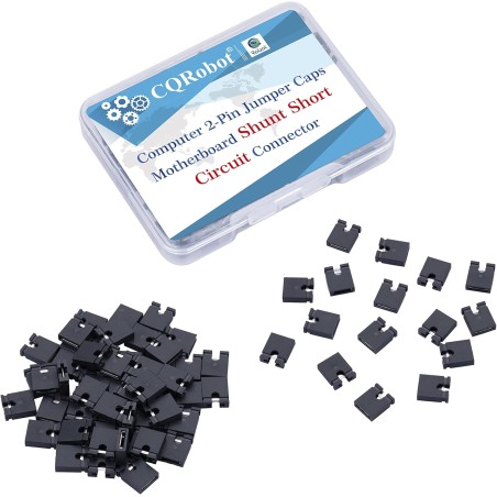 CQRobot 50 Pièces Nior Standard Ordinateur Jumper Cap Header Pin Shunt Shorting 2P Connector Top Opening 5,08mm. Utilisé pour Ar