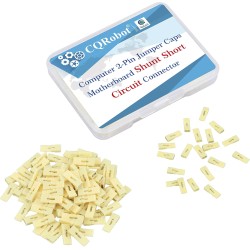 CQRobot 100 Pièces Jaune Ordinateur Jumper Cap avec Poignée Court-Circuit Shunt Connecteur tête Masculine 2 Broches 2,54mm. Util