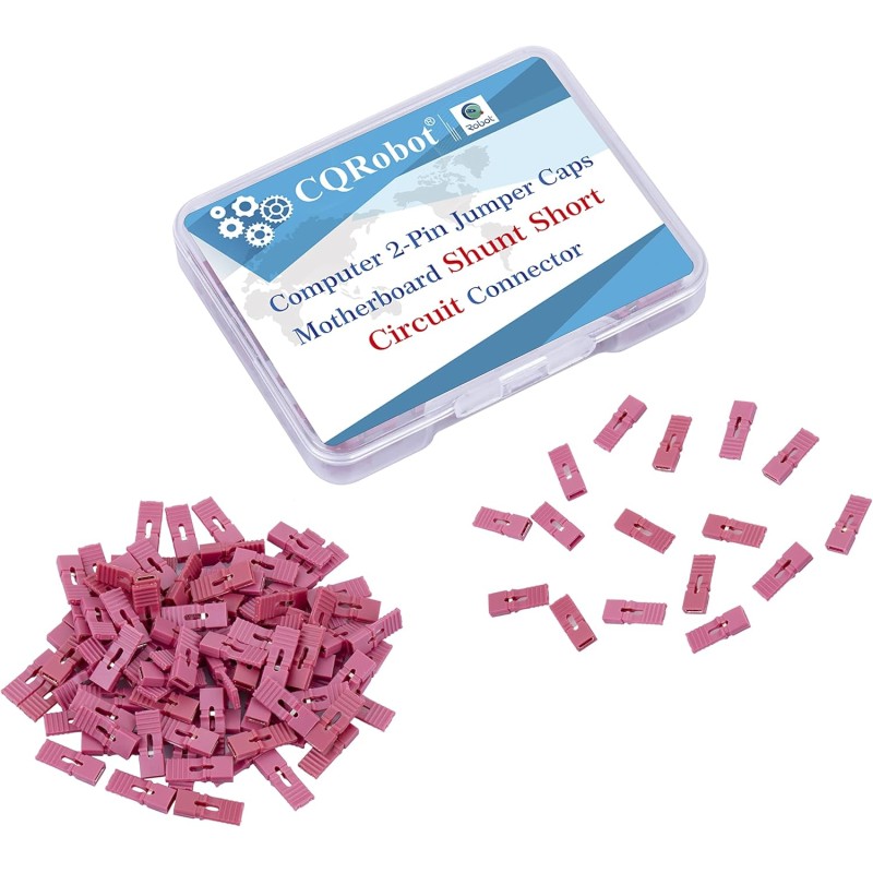 CQRobot 100 Pièces Rouge Ordinateur Jumper Cap avec Poignée Court-Circuit Shunt Connecteur tête Masculine 2 Broches 2,54mm. Util