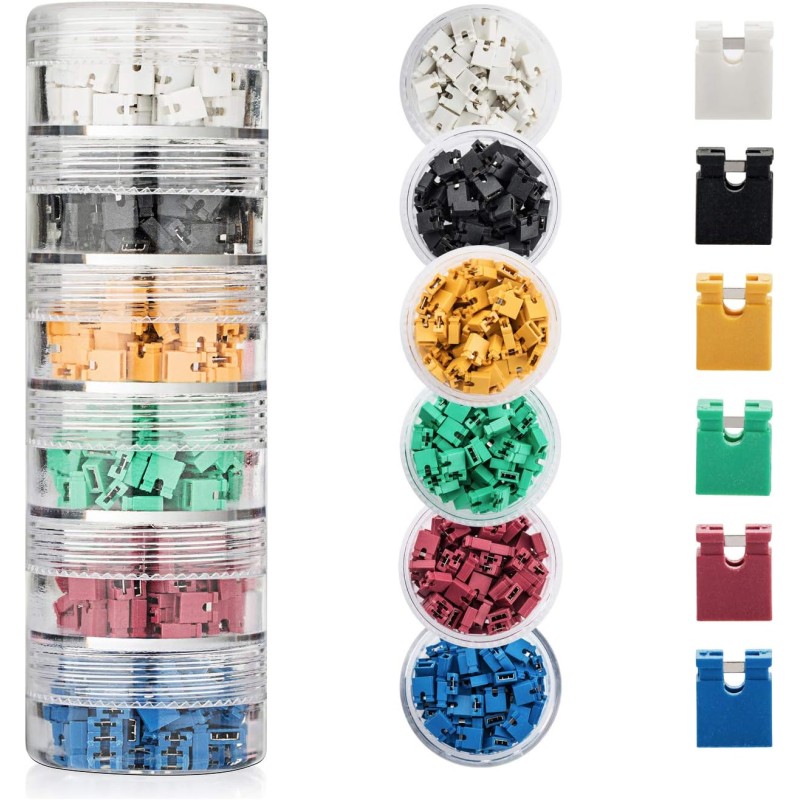 600 Pieces Standard Computer Jumper Caps Header Pin Shunt Short Circuit 2P Connector Open Top 2.54mm. Suitable for Arduino Raspb