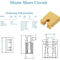 CQRobot 200 Pièces Jaune Standard Ordinateur Jumper Cap Header Pin Shunt Shorting 2P Connector Top Opening 2,54mm. Utilisé pour 