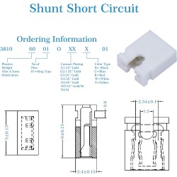 CQRobot 200 Pièces Blanc Standard Ordinateur Jumper Cap Header Pin Shunt Shorting 2P Connector Top Opening 2,54mm. Utilisé pour 