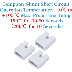 CQRobot 200 Pièces Blanc Standard Ordinateur Jumper Cap Header Pin Shunt Shorting 2P Connector Top Opening 2,54mm. Utilisé pour 