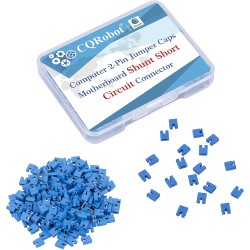 CQRobot 200 Pièces Bleu Standard Ordinateur Jumper Cap Header Pin Shunt Shorting 2P Connector Top Opening 2,54mm. Utilisé pour A