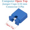 CQRobot 200 Pièces Bleu Standard Ordinateur Jumper Cap Header Pin Shunt Shorting 2P Connector Top Opening 2,54mm. Utilisé pour A