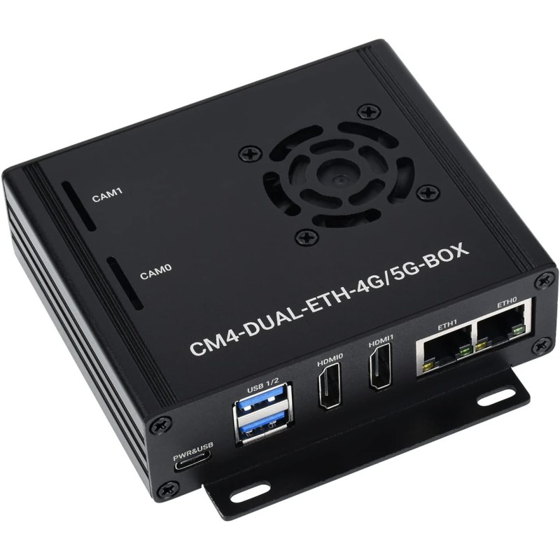 Waveshare Dual Gigabit Ethernet 5G/4G Mini-Computer Based on Raspberry Pi Compute Module 4 (Not Included) with Metal Case and Co