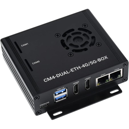 Waveshare Dual Gigabit Ethernet 5G/4G Mini-Computer Based on Raspberry Pi Compute Module 4 (Not Included) with Metal Case and Co