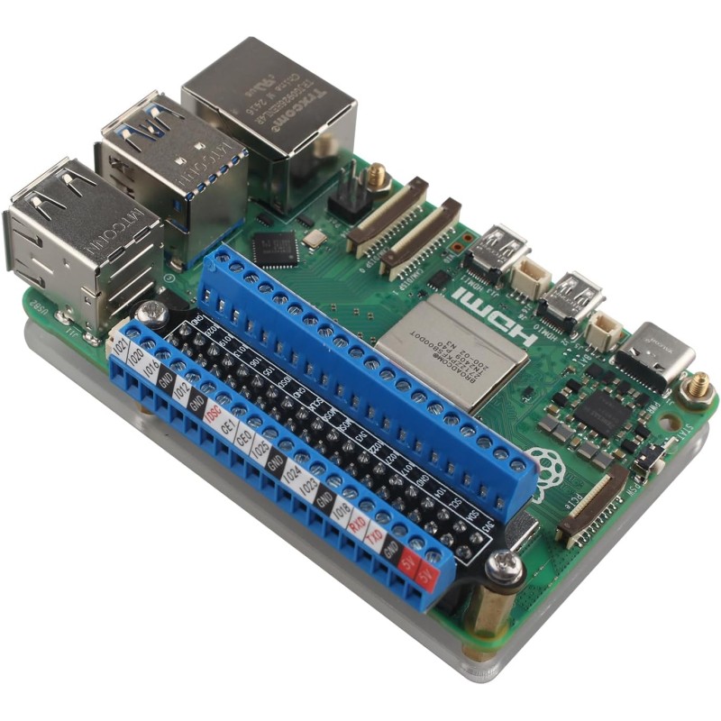 ZDE GPIO Carte d'extension GPIO Terminal Block Breakout Board Modul Micro Connector Compatible avec Raspberry Pi 5/4B/3B+/3B/2B/