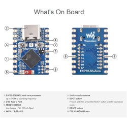 Esp32-s3 mini carte de développement avec en-tête pé-soudé, basée sur esp32-s3fh4r2 processeur double cœur, 240 mhz fréquence de