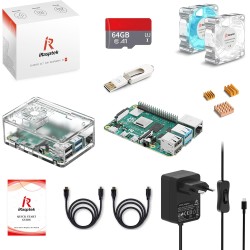 iRasptek Kit de démarrage Raspberry Pi 4B 4Go RAM - Édition 64Go SD, Noobs préinstallé
