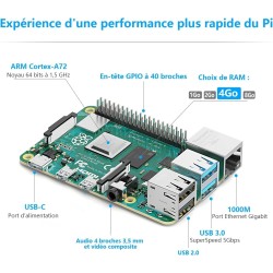 iRasptek Kit de démarrage Raspberry Pi 4B 4Go RAM - Édition 64Go SD, Noobs préinstallé