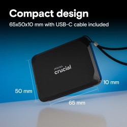 Crucial X9 4To Disque SSD Externe Portable, Jusqu’à 1050Mo/s, Compatible avec PC, Mac, Playstation et Xbox, USB-C 3.2 - CT4000X9