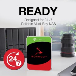 Seagate IronWolf 6To, Disque dur interne NAS HDD, CMR 3.5 Pouces, SATA 6Goit/s 7200 tr/min, 256 Mo de mémoire cache, pour NAS RA