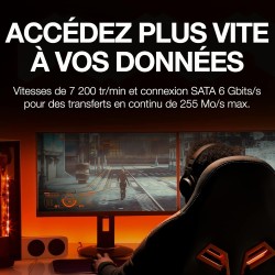 Seagate FireCuda HDD 4To, Disque Dur Interne, CMR 3,5 pouces SATA 6 Goits/s 7 200 tr/min, 256 Mo de mémoire cache, 300 To/an, Se