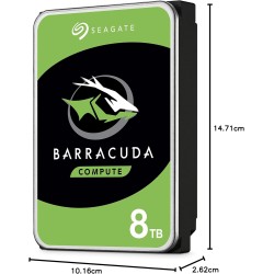 Seagate BarraCuda 8To, Disque dur interne HDD, 3.5 pouces, SATA 6 Goit/s, 5 400 tr/min, 256 Mo de mémoire cache, pour PC de bure
