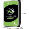Seagate BarraCuda 8To, Disque dur interne HDD, 3.5 pouces, SATA 6 Goit/s, 5 400 tr/min, 256 Mo de mémoire cache, pour PC de bure