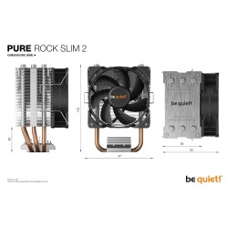 be quiet! Pure Rock Slim 2, refroidisseur de processeur, TDP 130 W, ventilateur PWM Pure Wings 2 92 mm, 3 Heatpipes, conception 