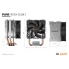 be quiet! Pure Rock Slim 2, refroidisseur de processeur, TDP 130 W, ventilateur PWM Pure Wings 2 92 mm, 3 Heatpipes, conception 