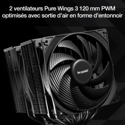 Be quiet! pure rock pro 3 noir ventirad radiateur, très haute performance de refroidissement, 6 caloducs noirs 6 mm haute perfor