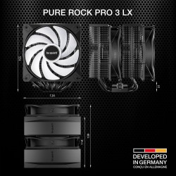 be quiet! Pure Rock Pro 3 LX ventirad radiateur, très haute performance de refroidissement, 6 caloducs 6 mm haute performance, 2