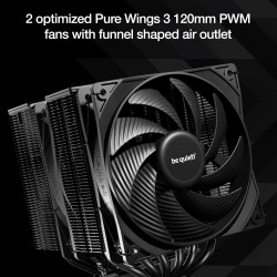 Be quiet! pure rock pro 3 argent ventirad radiateur, très haute performance de refroidissement, 6 caloducs plaqués nickel 6 mm h