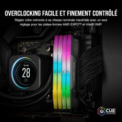 Corsair Vengeance RGB DDR5 RAM 64Go (2x32Go) 6000MHz CL30 AMD Expo Intel XMP 3.0 Mémoire d'Ordinateur – Gris (CMH64GX5M2B6000Z30