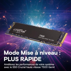 Crucial T500 SSD 500Go PCIe Gen4 NVMe M.2, Jusqu’à 7200 Mo/s, TLC NAND, Compatible avec Ordinateur Portable et de Bureau, Disque